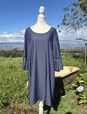 NWT Naïf Chambray ruffled sleeve knee length dress  XL