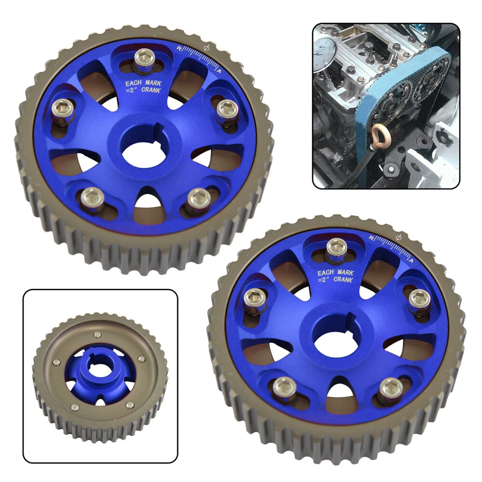 2 piezas engranajes de leva ajustables para 93-01 Honda Prelude H22 H22A1 H22A4 DOHC VTEC azul Foto 3 de 4