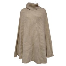 Madeleine Thompson Poncho Womens One Size Cream Ribbed Wool & Cashmere