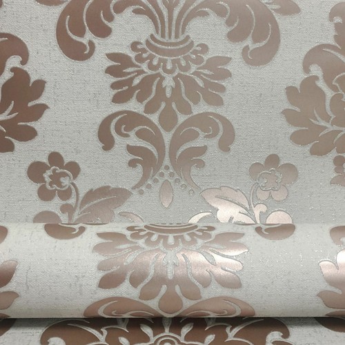 QUARTZ DAMASK WALLPAPER ROSE GOLD FINE DECOR FD42204 GLITTER NEW