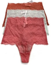 Victoria's Secret Panty Floral Lace Lot of 3 High Waist Thong Panties Medium M