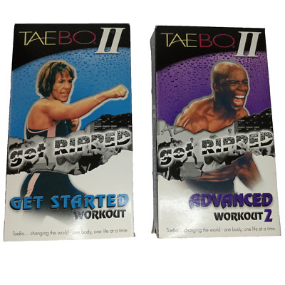 Taebo II Get Ripped VHS Tape Set Get Started/Advanced Workout 2 Billy Blanks Y2K