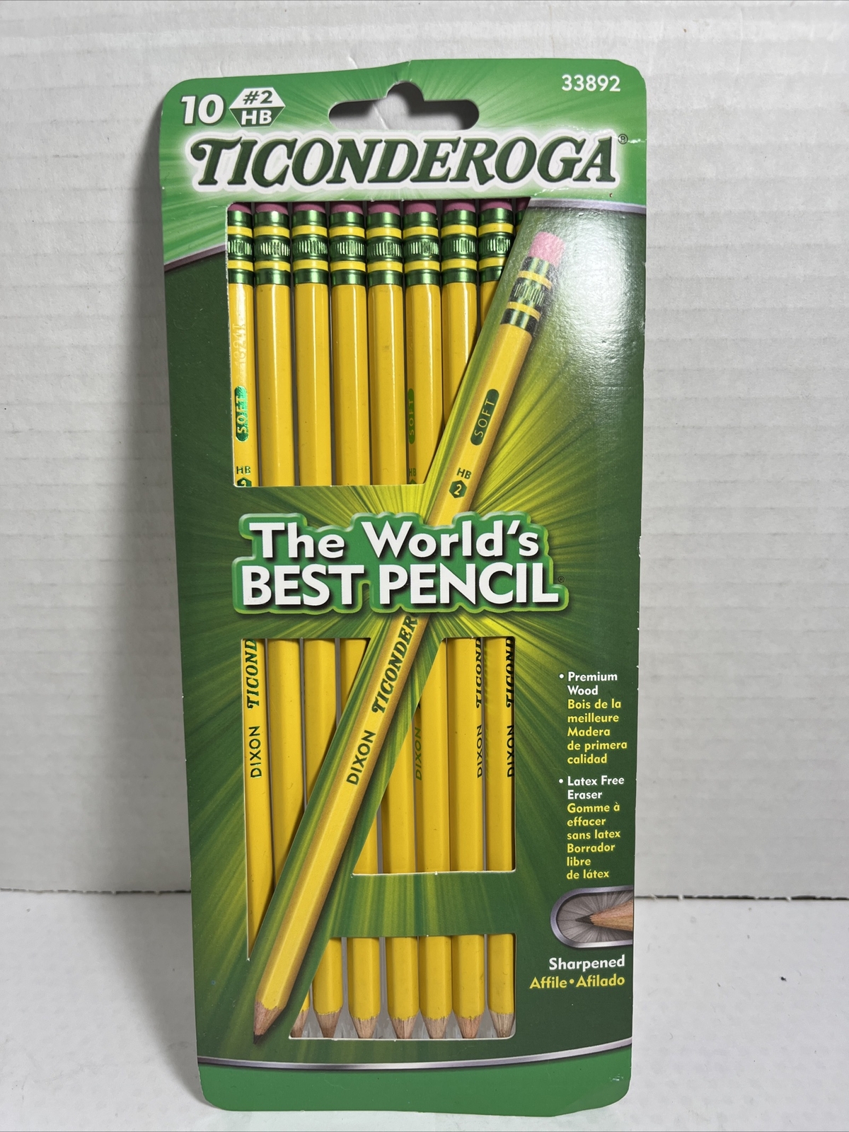 TICONDEROGA Pencils Wood-Cased Pre-Sharpened Graphite #2 HB Soft Yellow 10 Pack-image