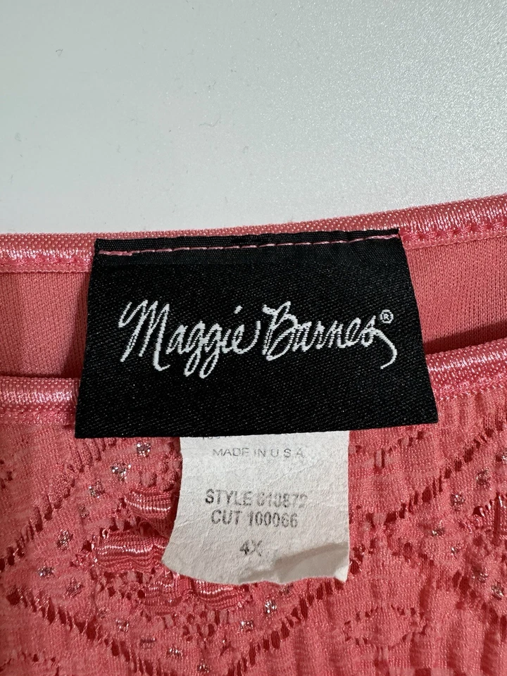 Top Vintage Mujer Plus 4X Coral Forrado Hilos Metálicos Floral Cottagecore Fairy Foto 2 de 4