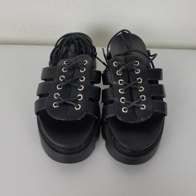 Lamoda Midnight Time's Up Gladiator Sandals Black Gothic Lolita GothLoli Size 6