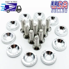 Password JDM Fender Washer Silver Engine Dress up Bolt Kit 10X Fast USA Shipping