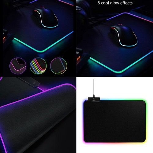 LED Gaming Mouse Pad 7 Color Light Extended Soft Computer Mouse Mat Nonslip - Afbeelding 2 van 8