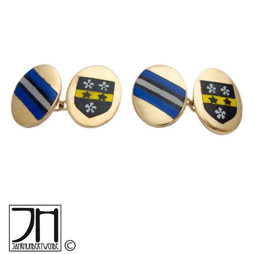 Manschettenknöpfe Emaille Wappen Heraldik vergoldet cuff links enamel - Bild 2 von 4