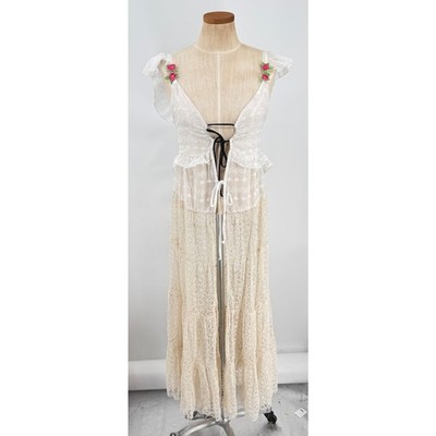 Free People Selena Maxi Dress Top Ivory Lace Mesh Boho Hippie Sheer Long XS  NWT | eBay