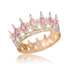Onedor Pink Queen Crown for Women Crystal Rhinestone Rose Gold