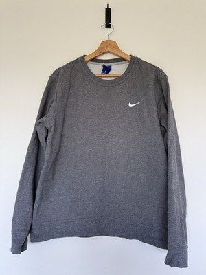 Nike Herren Sweatshirt Large Grau Rundhals Pullover Swoosh Freizeit Sportbekleidung