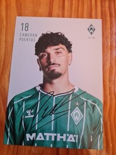 WERDER BREMEN AUTOGRAMMKARTE CAMERON PUERTAS SAISON 25/26 DRUCK SIGNIERT