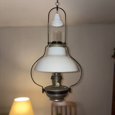 ALADDIN MODEL 6 VINTAGE HANGING OIL LAMP MODEL B BURNER MILK GLASS SMOKE BELL
