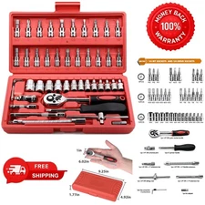 Pro-Quality 46-Piece 1/4" Drive Socket Set with Extensions & Storage Case