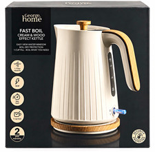 George Home Fast Boil Cream & Wood Effect Cordless Kettle 1.7L 3000W