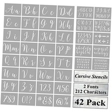 Letter Stencils for Painting on Wood - 42 Pack Large Alphabet Cursive Stencils