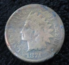 1874 Indian Head One Cent * Affordable Place Holder * Bent * 4622