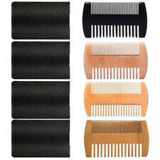 4 Pack Double-Sided Pocket Comb, Wooden Dual 10.5.5.0.8 cm, colour mixing