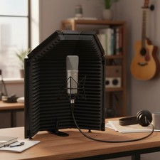 Adjustable Microphone Isolation Shield - Compact 3-Panel Design for Studios