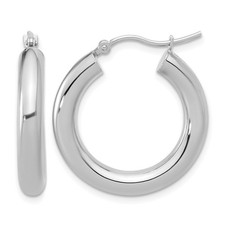 14K White Gold Polished Lightweight Hoop Earrings L-25 mm, W-4 mm
