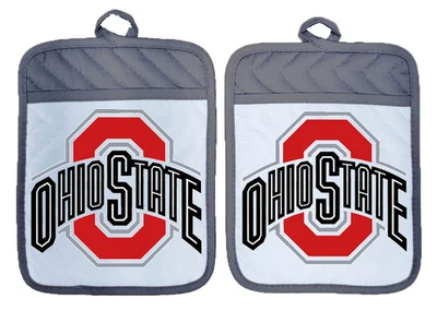 LIBERTY FLAGS AND GIFTS Ohio State Buckeyes Block "O" Pot Holder Oven Mitts Hot Pad Linen Towel DZ147DPH