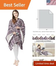 Heated Fleece Poncho Wrap Blanket with Auto Shutoff - Soft Sherpa  Berber