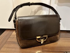 Gucci Brown Leather Shoulder Bag Flap Style with 2 Inner Pockets, Used