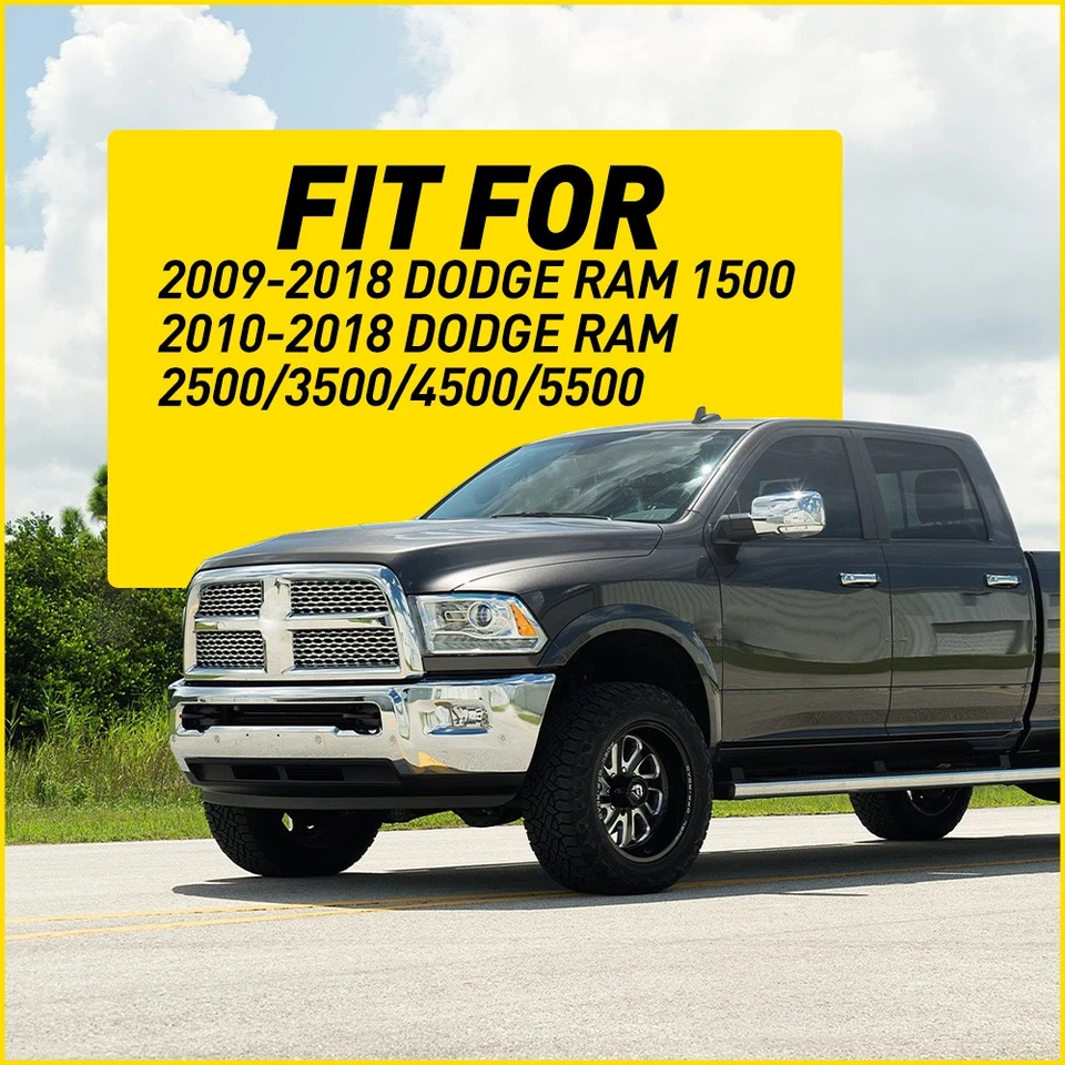 Adesivo para janela com acabamento de porta pilar com tampa cromada ajuste 2009-2018 Dodge Ram 1500 - Imagem 2 de 4