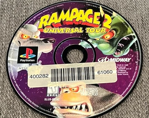 Rampage 2: Universal Tour Sony PlayStation 1 1998 Disc Only