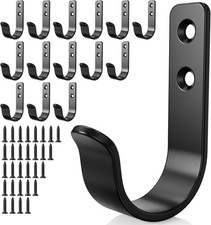 15-Pack Black Metal Wall Hooks, Heavy Duty Coat Hooks Wall Mounted for Hanging,