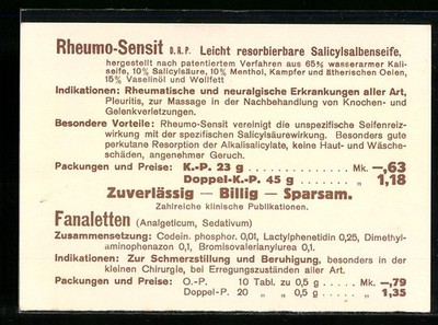 AK Berlin-Kreuzberg, Arzneimittelwerk Sensit GmbH, advertisement for...