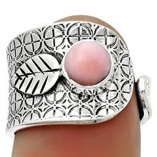 Adjustable - Pink Opal - Australia 925 Sterling Silver Ring s.6.5 Jewelry R-1319