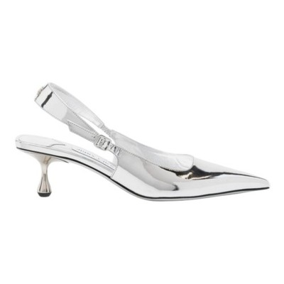 NEW JIMMY CHOO Amel 50 Qui Metallic Silver Pointed Toe Pumps, Size 37