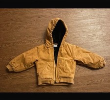 Carhartt Kids Hooded Active Jacket Brown Duck Canvas Insulated Coat Size 2T