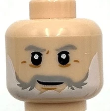 Lego New Light Nougat Minifigure Head Light Bluish Gray Eyebrows and Moustache