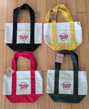 Set of 4 color Trader Joe’s Mini Canvas Tote Bag 2025 Christmas Limited Edition