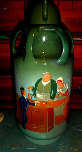 Weller Art Pottey Gloss Carafe  6 handle  CUP  LID  Copperfield DICKENSWARE