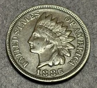 1886 Indian Head Penny Cent Type 2 Better Date  - VF