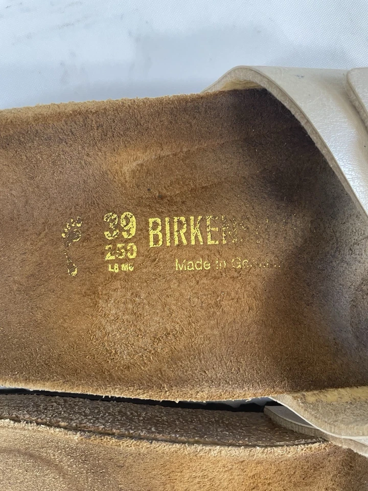 Birkenstock Madrid Birko-Flor Sandalen Damen Größe UK 6 EU 39 Pearl White Sliders - Bild 3 von 4