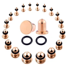 18Pcs 14G-00G Ear Gauges Stretching Kit Stainless Steel Plugs With Rubber Rin...