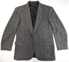 Barrington Wool Tweed Herringbone Sport Coat, Men 44 L (Meas 46x31) Gray