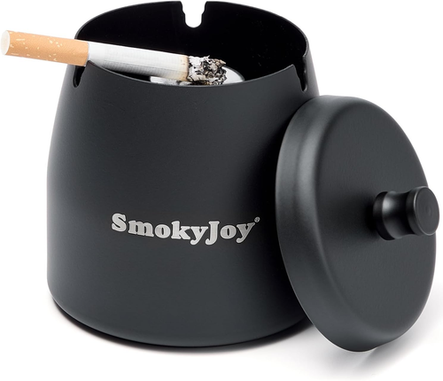 Ashtray with Lid for outside Patio, Windproof Ash Tray, Black Stainless Steel Sm - Picture 12 of 12