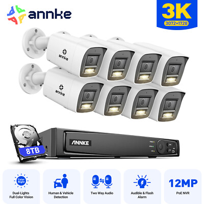 ANNKE 12MP 8CH NVR 3K Audio POE Security Camera System Outdoor Full Color Night 