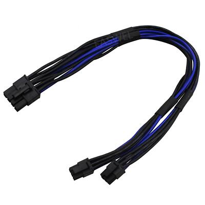 18AWG Dual Mini 6 Pin Male To 8 PCI-e Y Splitter Power Cable