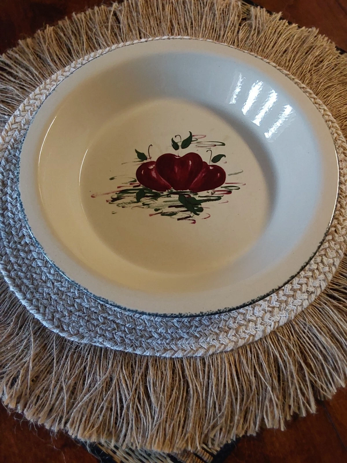Rare Find 2 Casey Pottery Handmade 11"×9"Stoneware Pie Plates Vintage 1990's