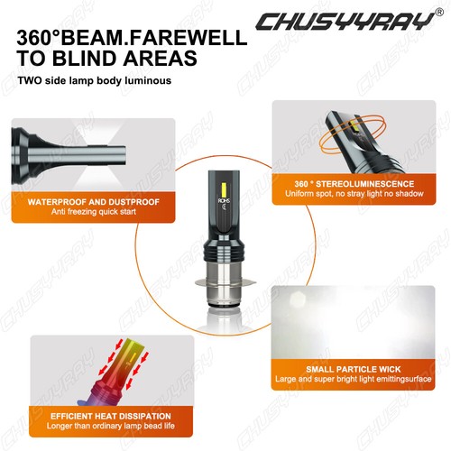 High Power LED Headlight H6M Bulbs For Honda TRX 450R 2005 2006 2007 2008-2009 - Foto 7 di 12