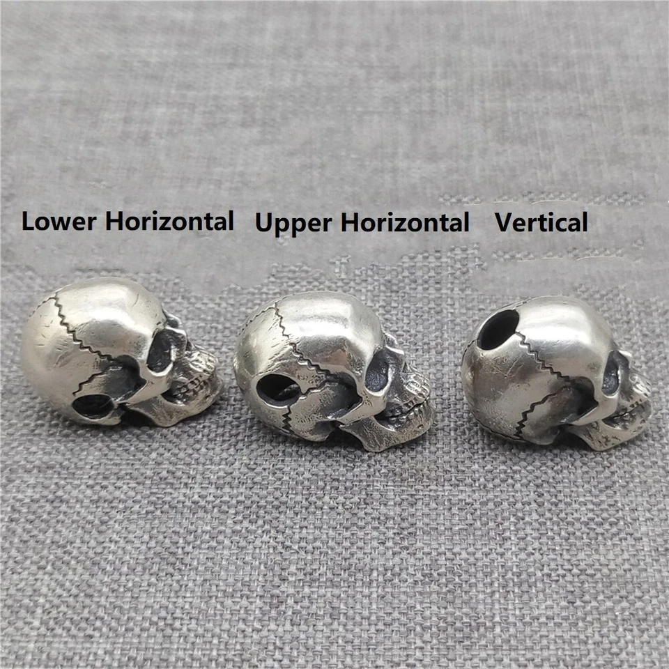 Espaciador de esqueleto punk de plata esterlina con cuentas de cabeza de calavera 3D de plata 925 para pulsera Foto 4 de 4