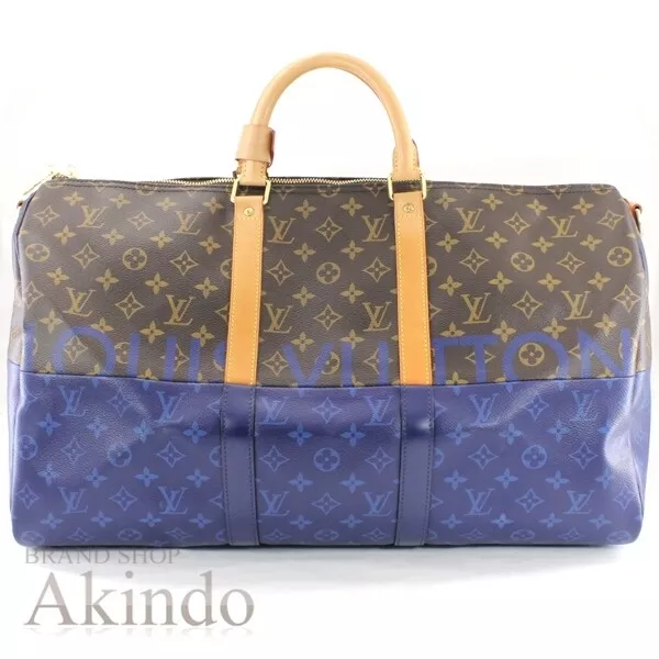 Louis Vuitton Monogram Split Canvas Blue Keepall Bandouliere 50