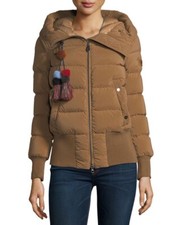 Peuterey Hotas Zip Front Puffer Bomber Jacket In Brown Defect Sz 42 Italian (4-6