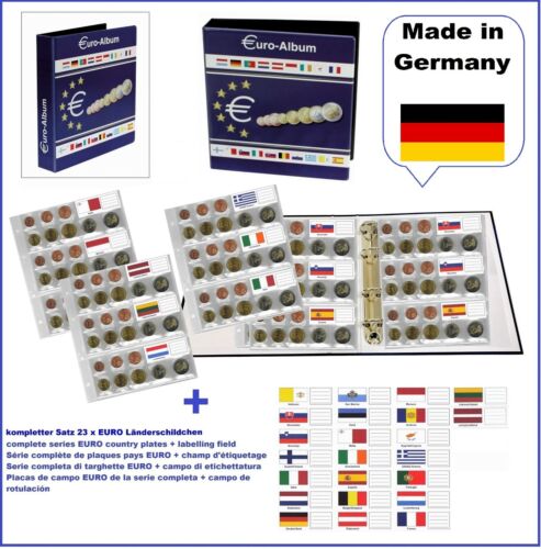 Euro-Kursmünzensätze-Münzalbum "coin" Look 5 Cases 24 Flags sticker - Picture 1 of 9